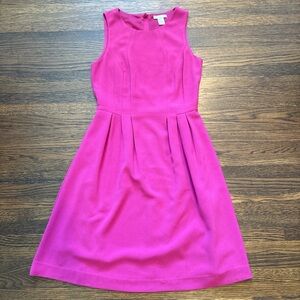 H&M Bright Fuchsia Sleeveless Pleated Midi Dress